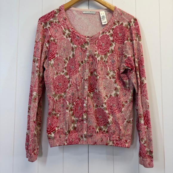 Crazy Horse Sweaters - Vintage Crazy Horse Coquette Floral Cardigan Sweater Womens Size XL Grannycore